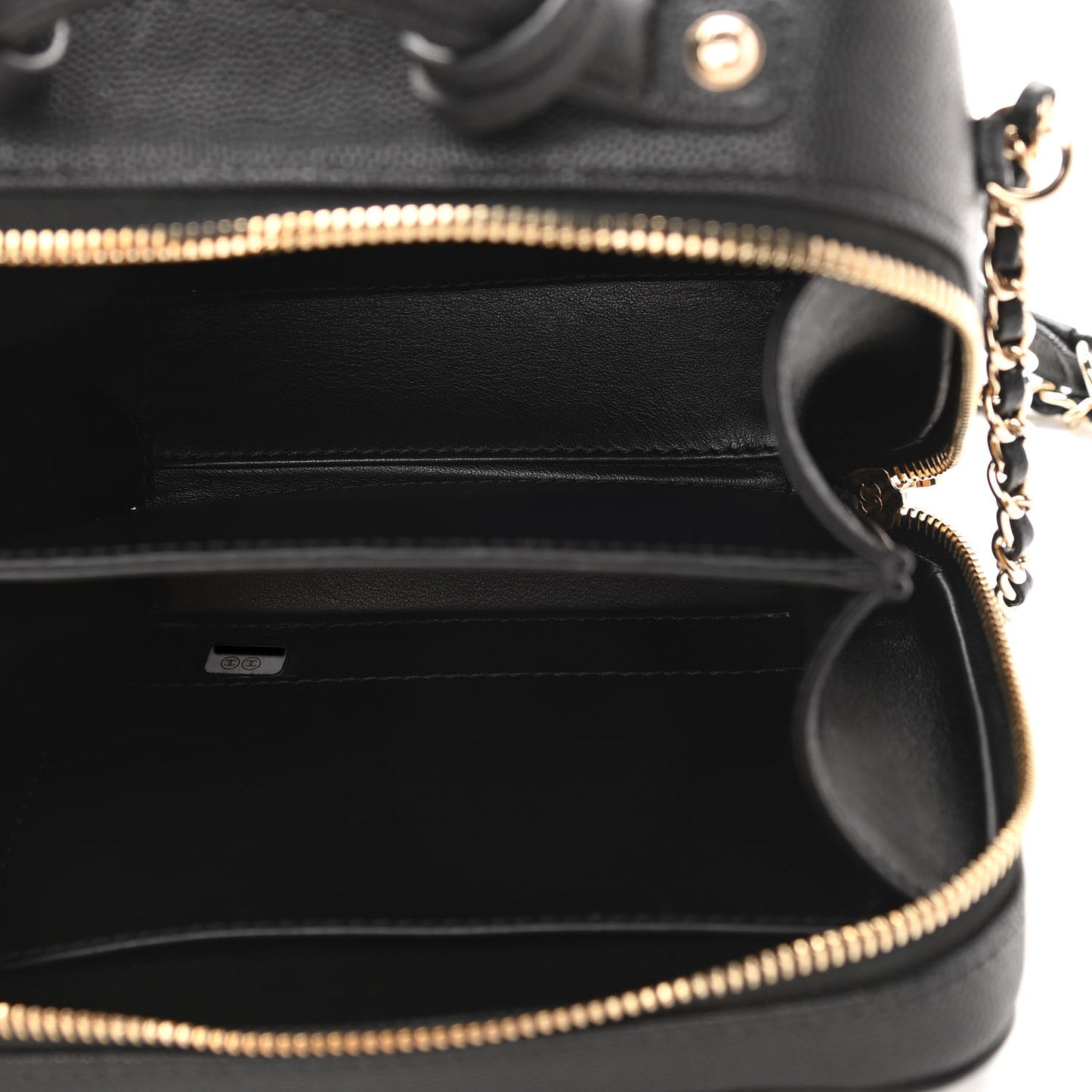 Caviar Quilted Small CC Filigree Vanity Case Black
