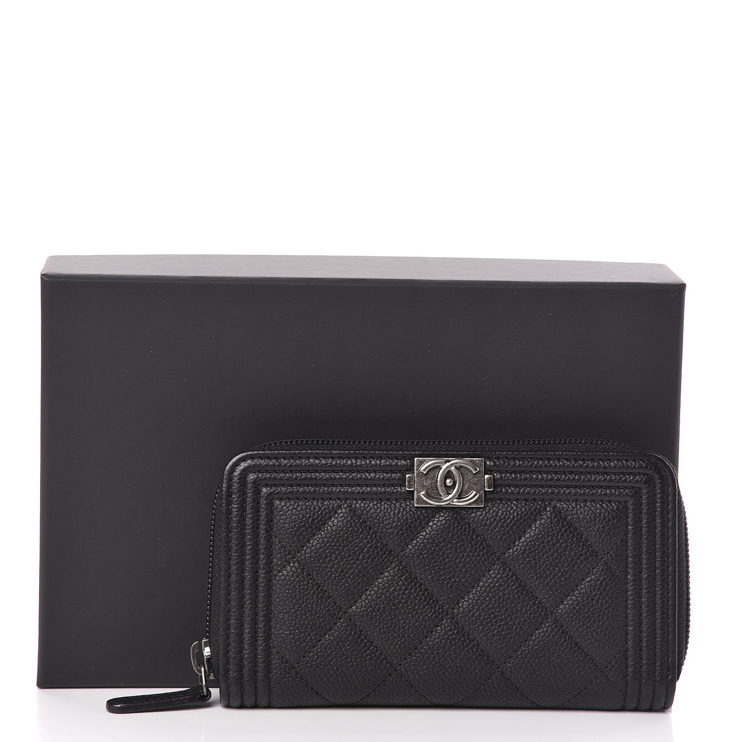 Chanel Caviar Quilted Small Boy Zip Around Wallet Black 10 of 10