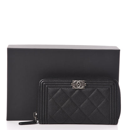 Chanel Caviar Quilted Small Boy Zip Around Wallet Black 10 of 10