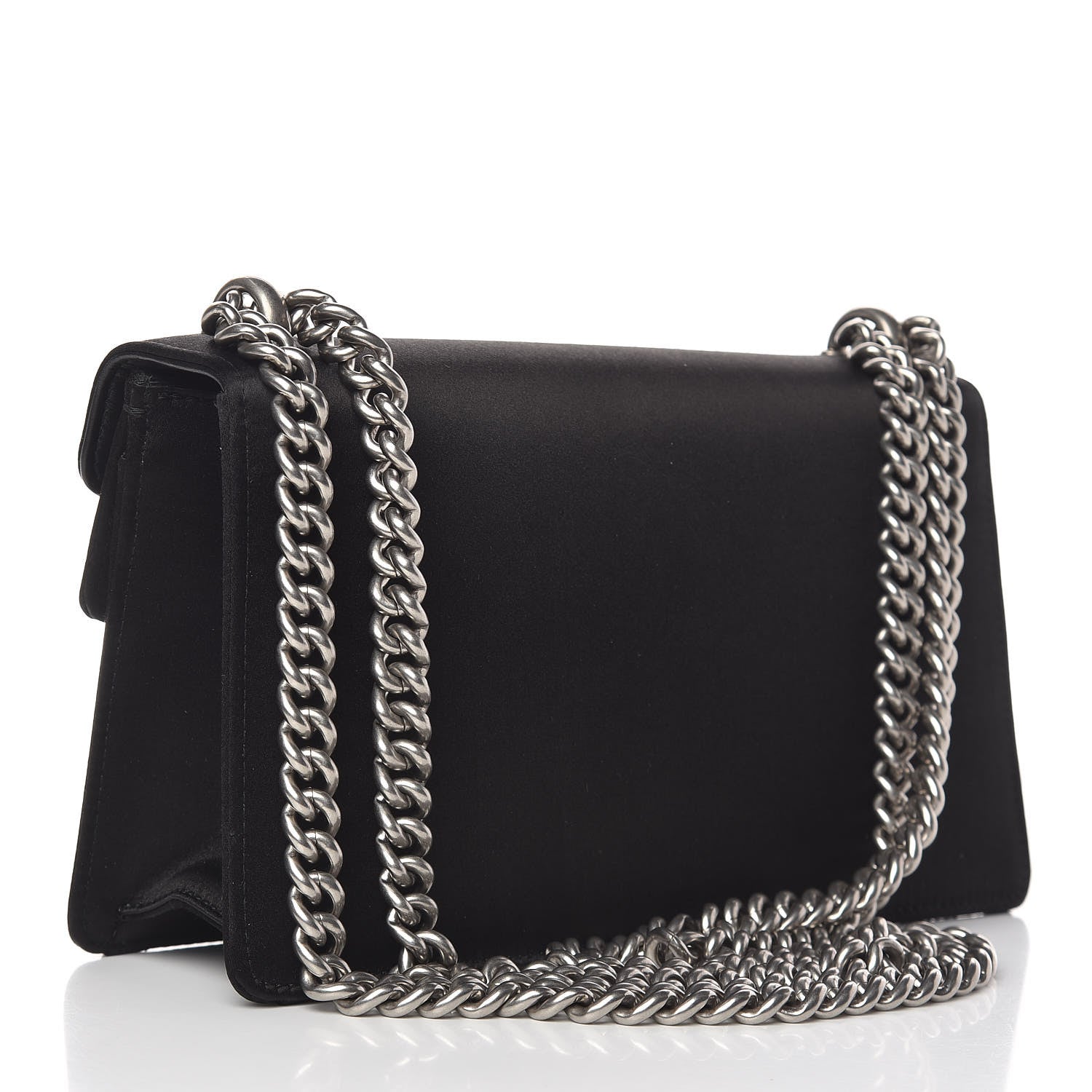 Gucci Satin Silk Crystal Small Dionysus Shoulder Bag Black Black Diamond 3 of 12
