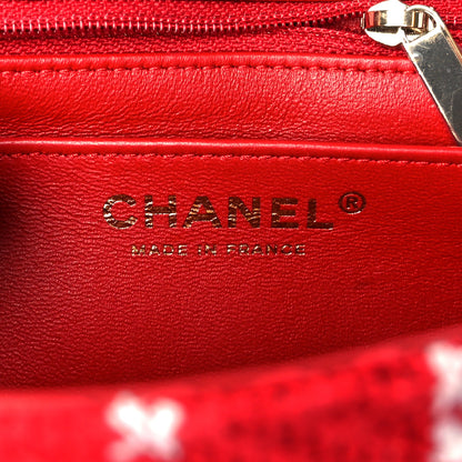 Chanel Tweed Quilted Mini Rectangular Flap White Red 6 of 11