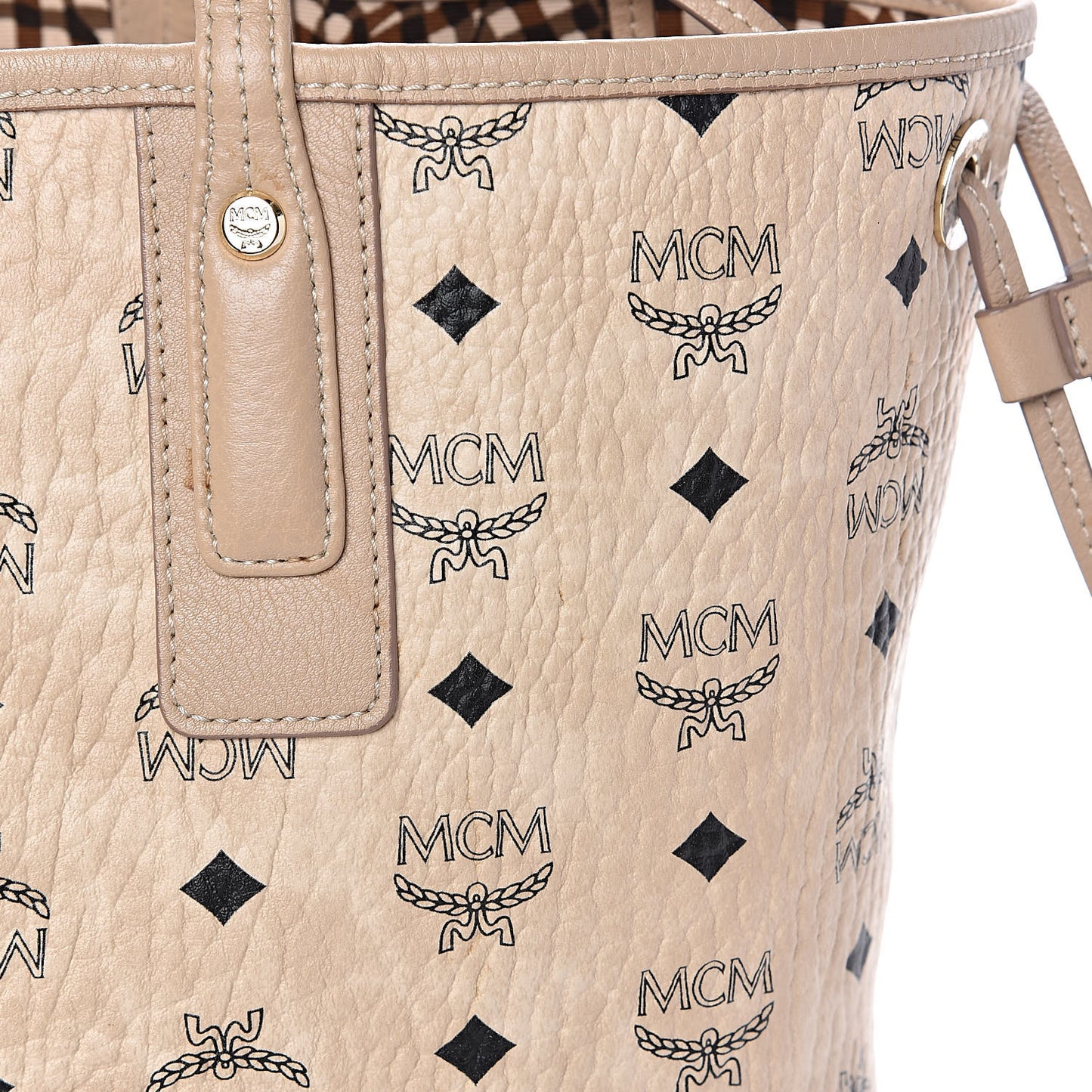 Visetos Medium Liz Reversible Shopper Tote Beige