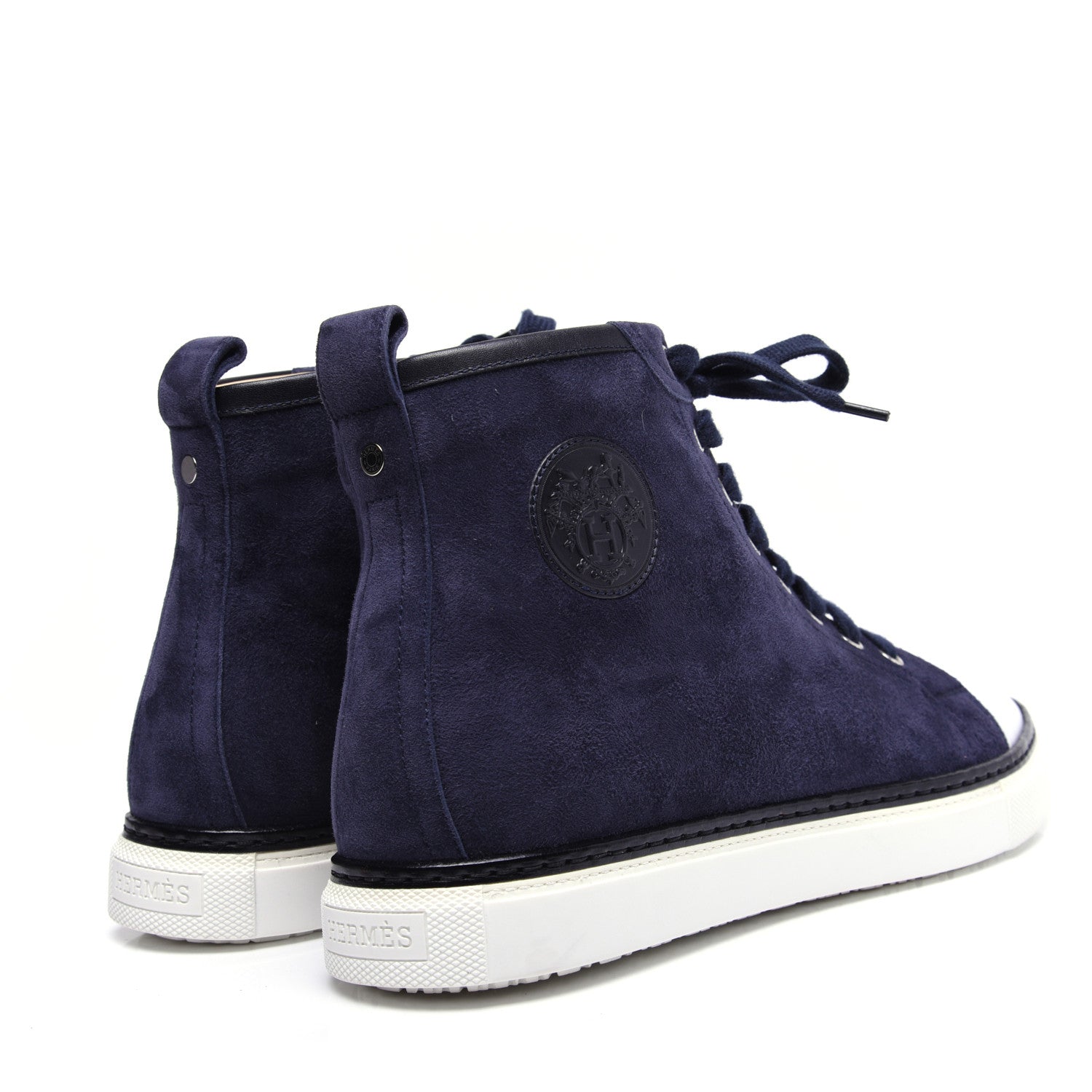Hermes Suede Mens Jimmy High Top Sneakers 40.5 Navy Blue 3 of 13