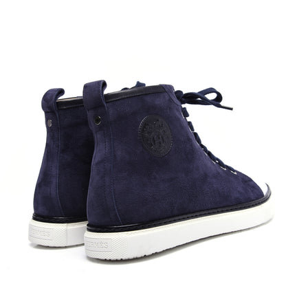 Hermes Suede Mens Jimmy High Top Sneakers 40.5 Navy Blue 3 of 13