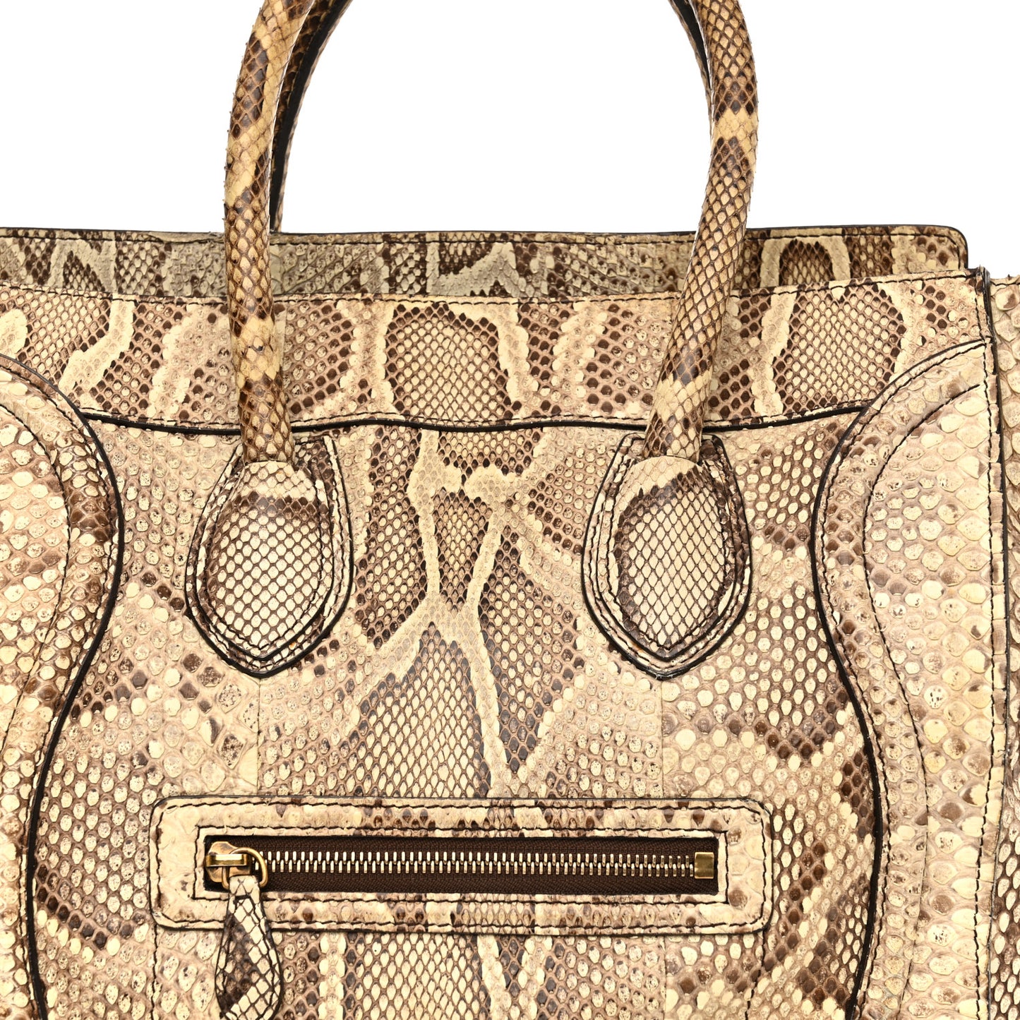 Snakeskin Mini Luggage Beige