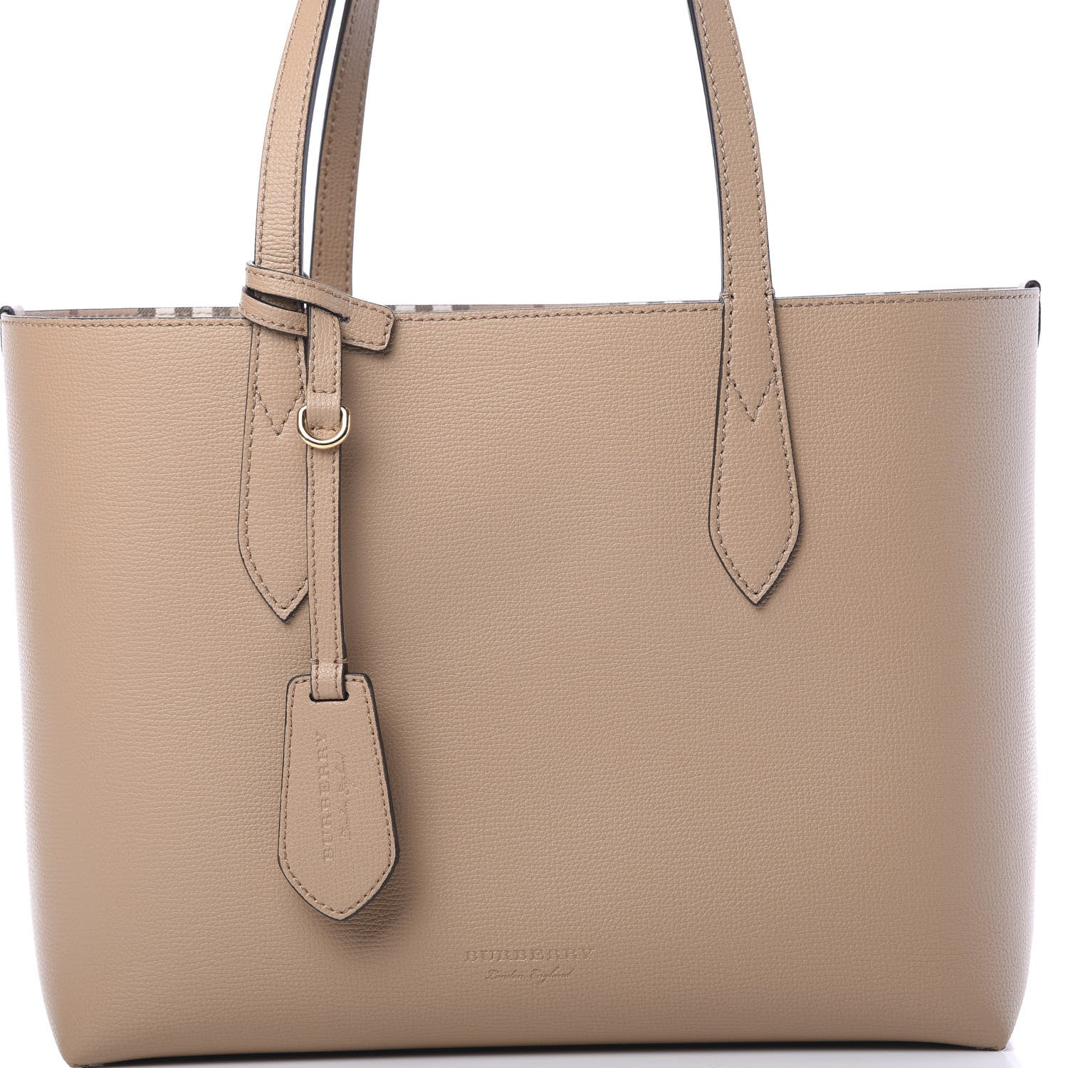 Burberry Haymarket Check Small Reversible Tote Mid Camel 10 of 15