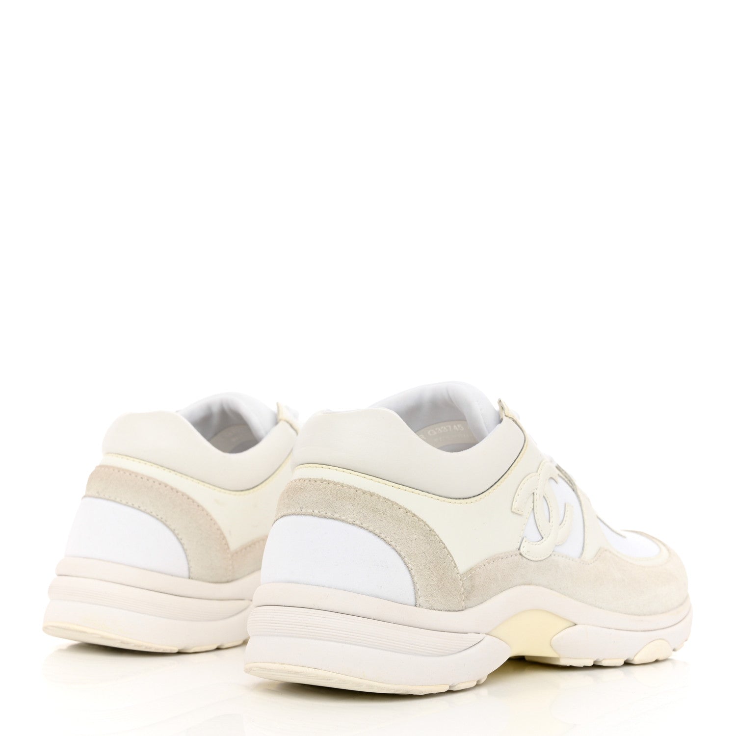 Chanel Suede Calfskin Fabric CC Sneakers 41 White 4 of 10