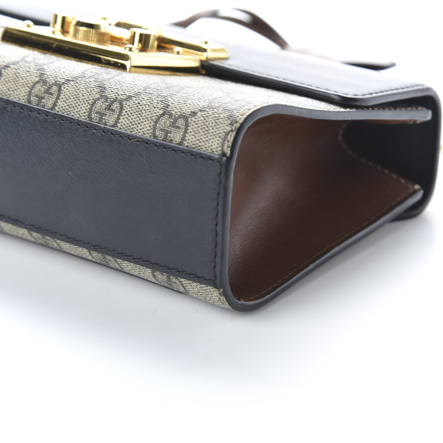 GG Supreme Monogram Calfskin Small Padlock Shoulder Bag Beige Black Cuir