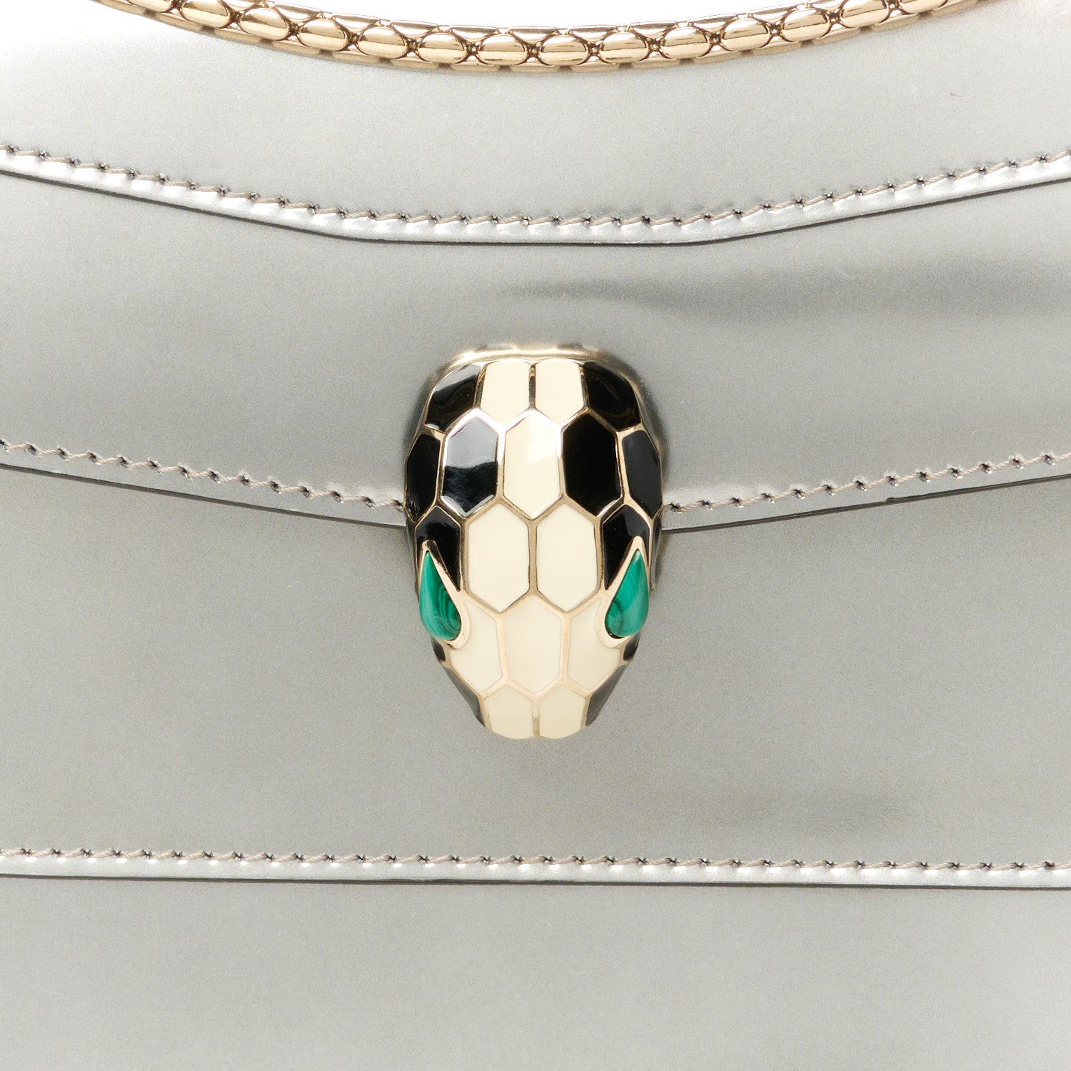 Bulgari Metallic Calfskin Serpenti Forever Crossbody Bag Silver 12 of 14