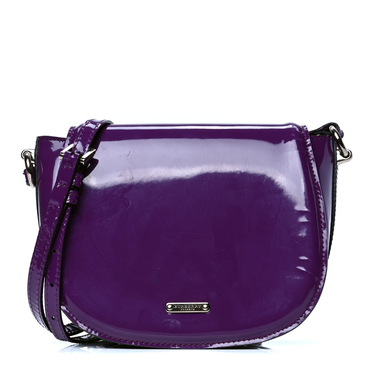 Burberry Patent Small Leigh Crossbody Bag Beetroot 1 of 4