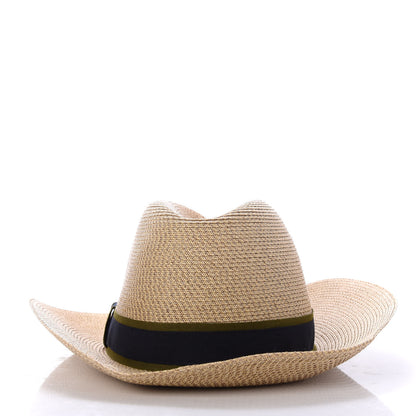 Hermes Straw Grosgrain Hat 56 4 of 7