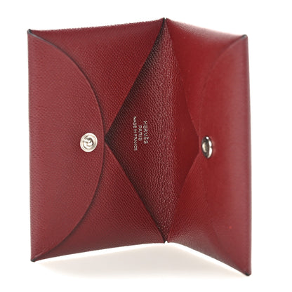 Hermes Madame Calfskin Calvi Card Case Rouge H 5 of 7