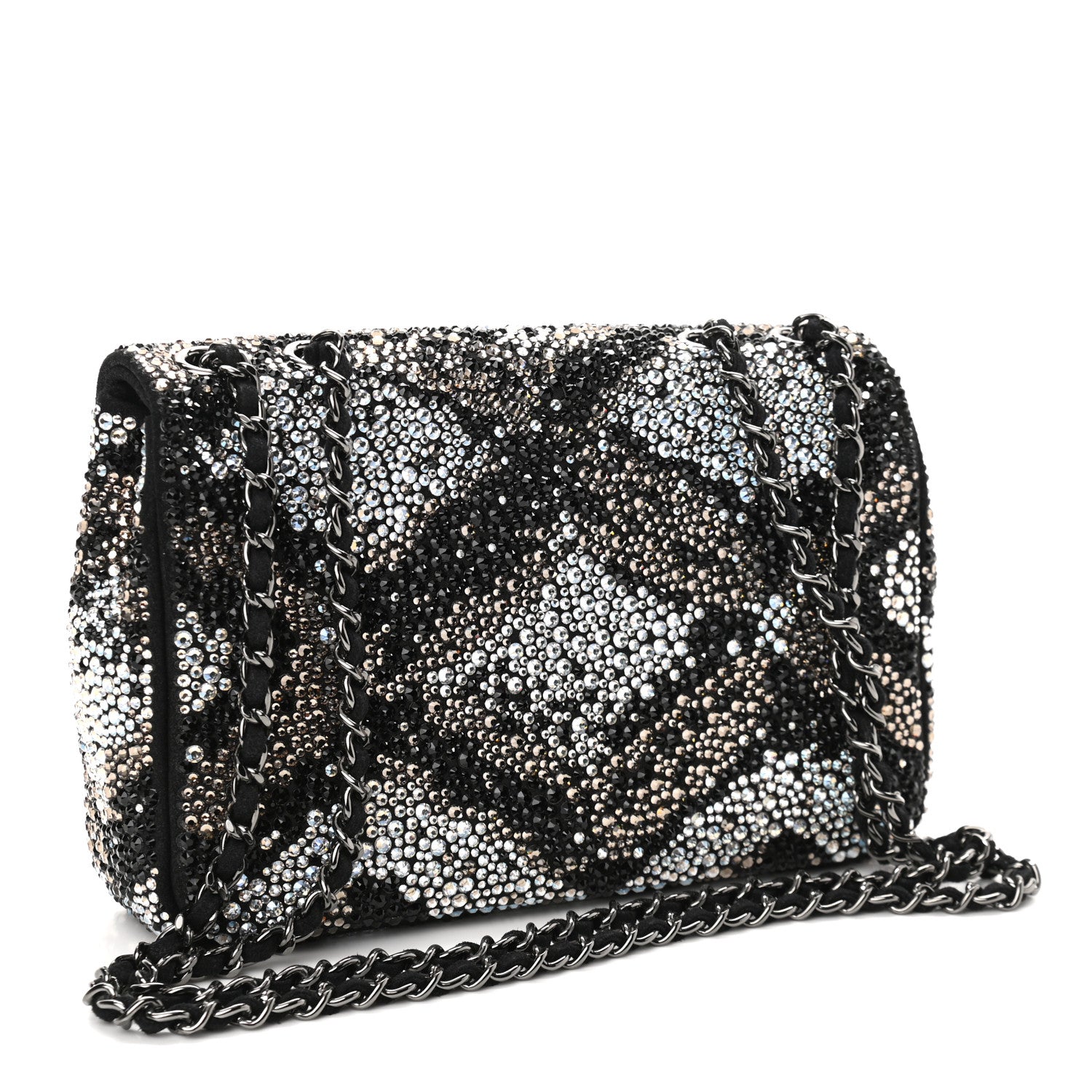 Chanel Suede Crystal Mini Rectangular Flap Grey Black Multicolor 3 of 11