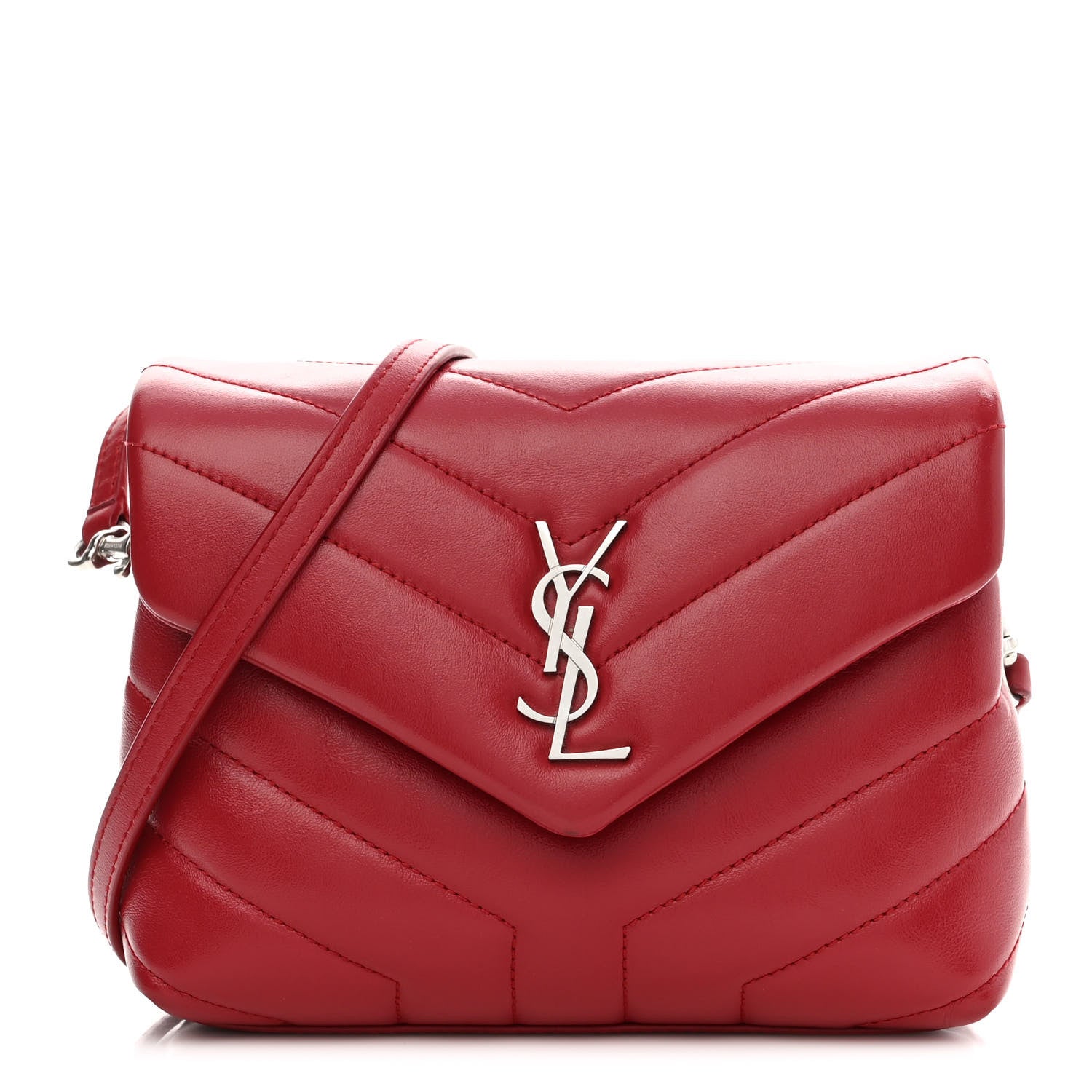 Saint Laurent Calfskin Y Quilted Monogram Toy Loulou Monogram Crossbody Bag Red 1 of 10