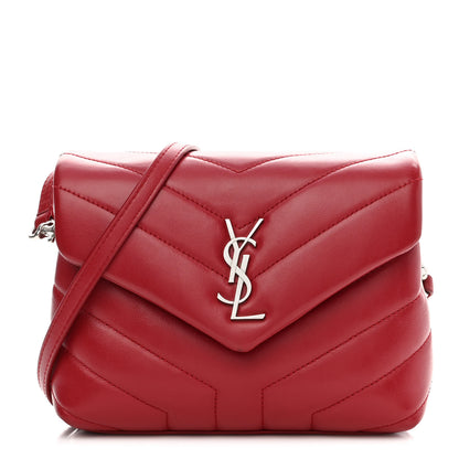 Saint Laurent Calfskin Y Quilted Monogram Toy Loulou Monogram Crossbody Bag Red 1 of 10