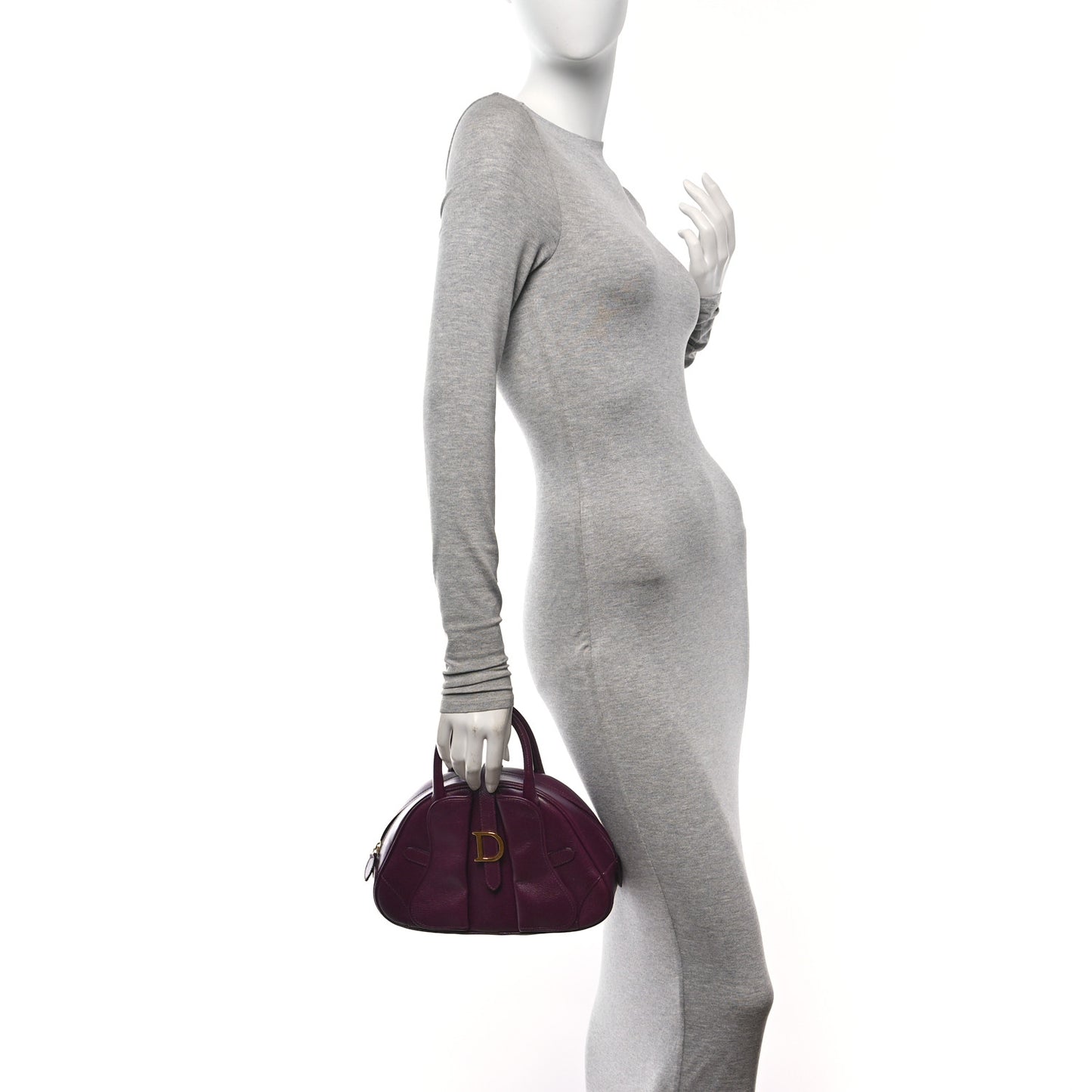 Calfskin Mini Saddle Bowler Purple