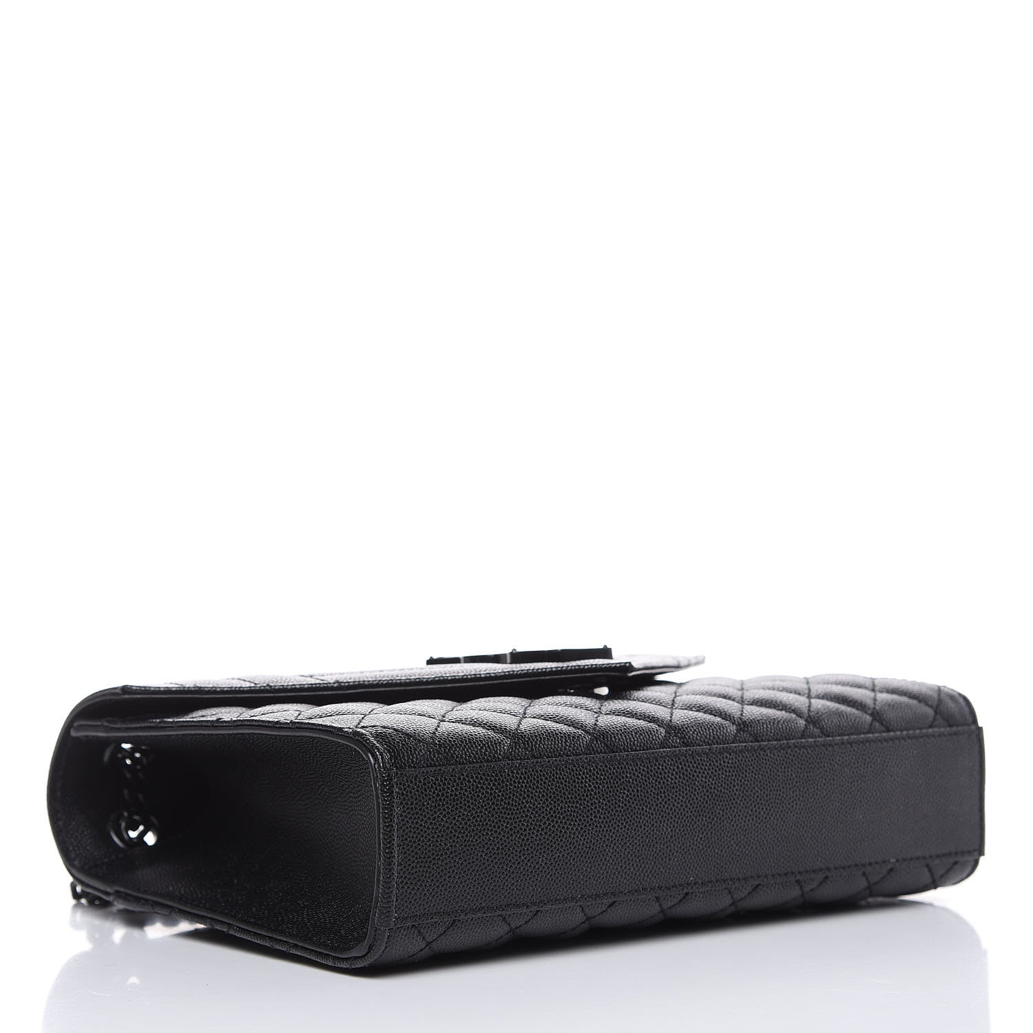 Saint Laurent Grain De Poudre Textured Mixed Matelasse Triquilt Medium Monogram Satchel Black 4 of 10