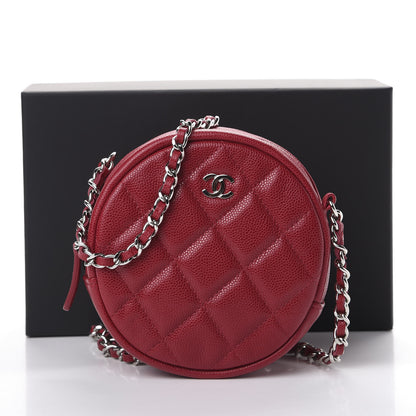 Chanel Caviar Quilted Round Clutch With Chain Dark Red 10 of 10