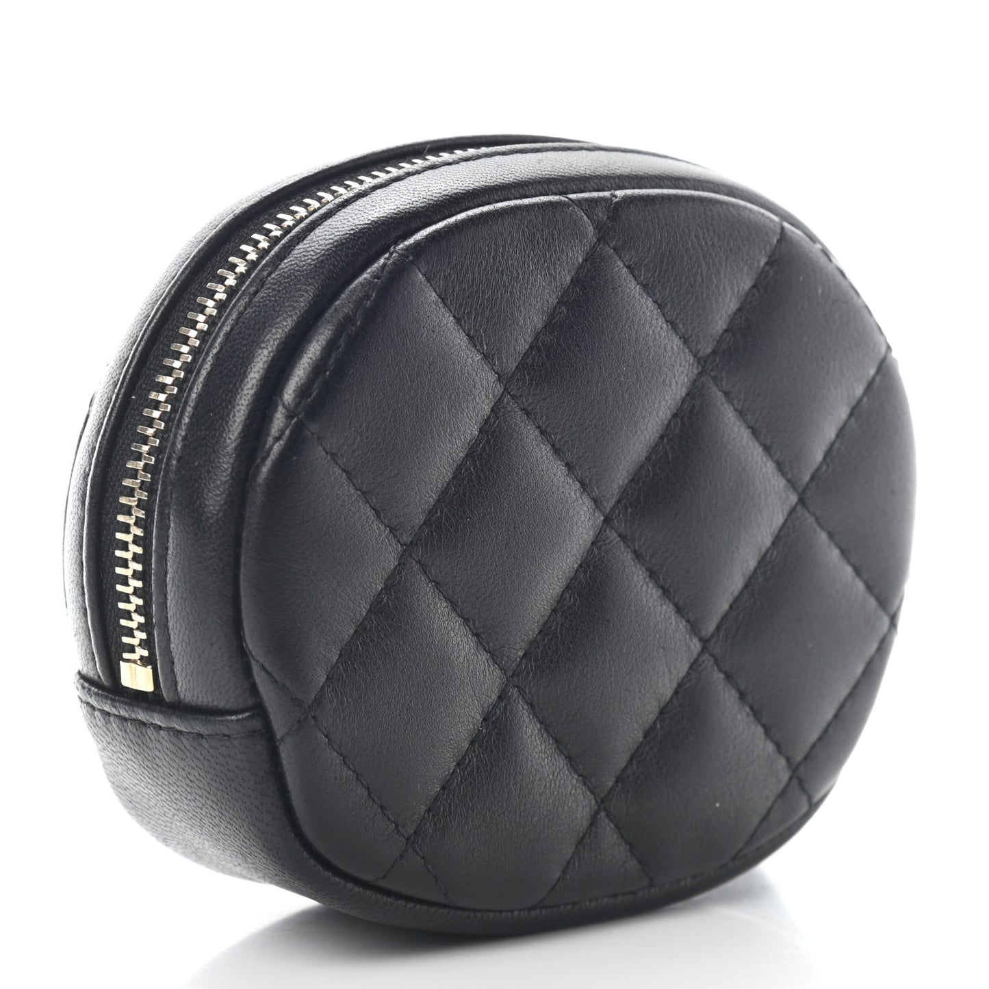 Lambskin Quilted Zip Around Classic Coin Purse Black