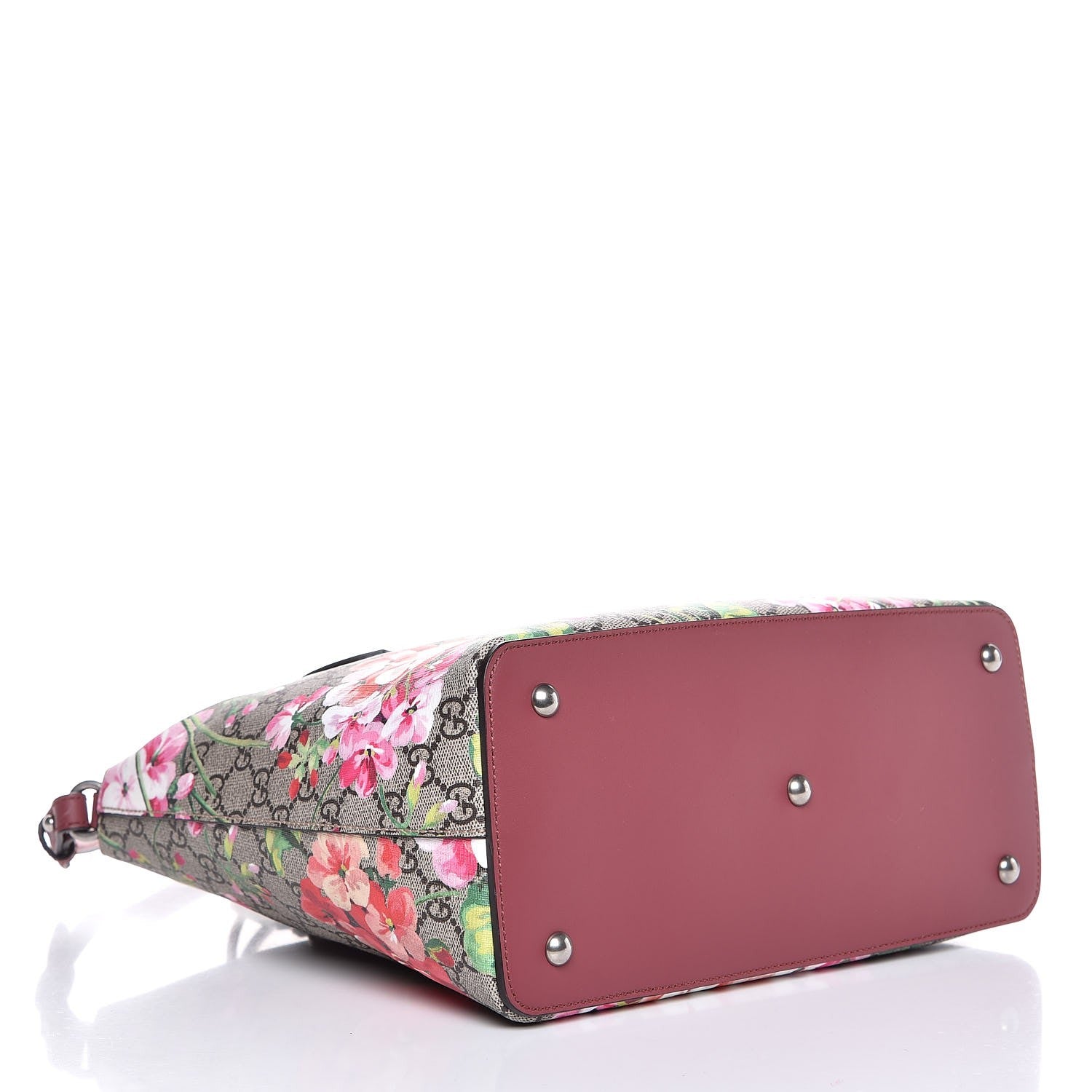 Gucci GG Supreme Monogram Blooms Linea A Foldover Tote Beige Multicolor Dry Rose 4 of 7