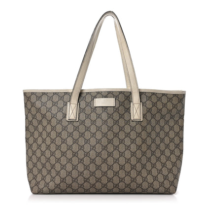 Gucci GG Supreme Monogram Medium Zippered Shopping Tote Off White 1 of 15