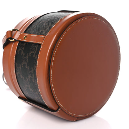 Celine Calfskin Triomphe Canvas Medium Tambour Bag Tan 8 of 9