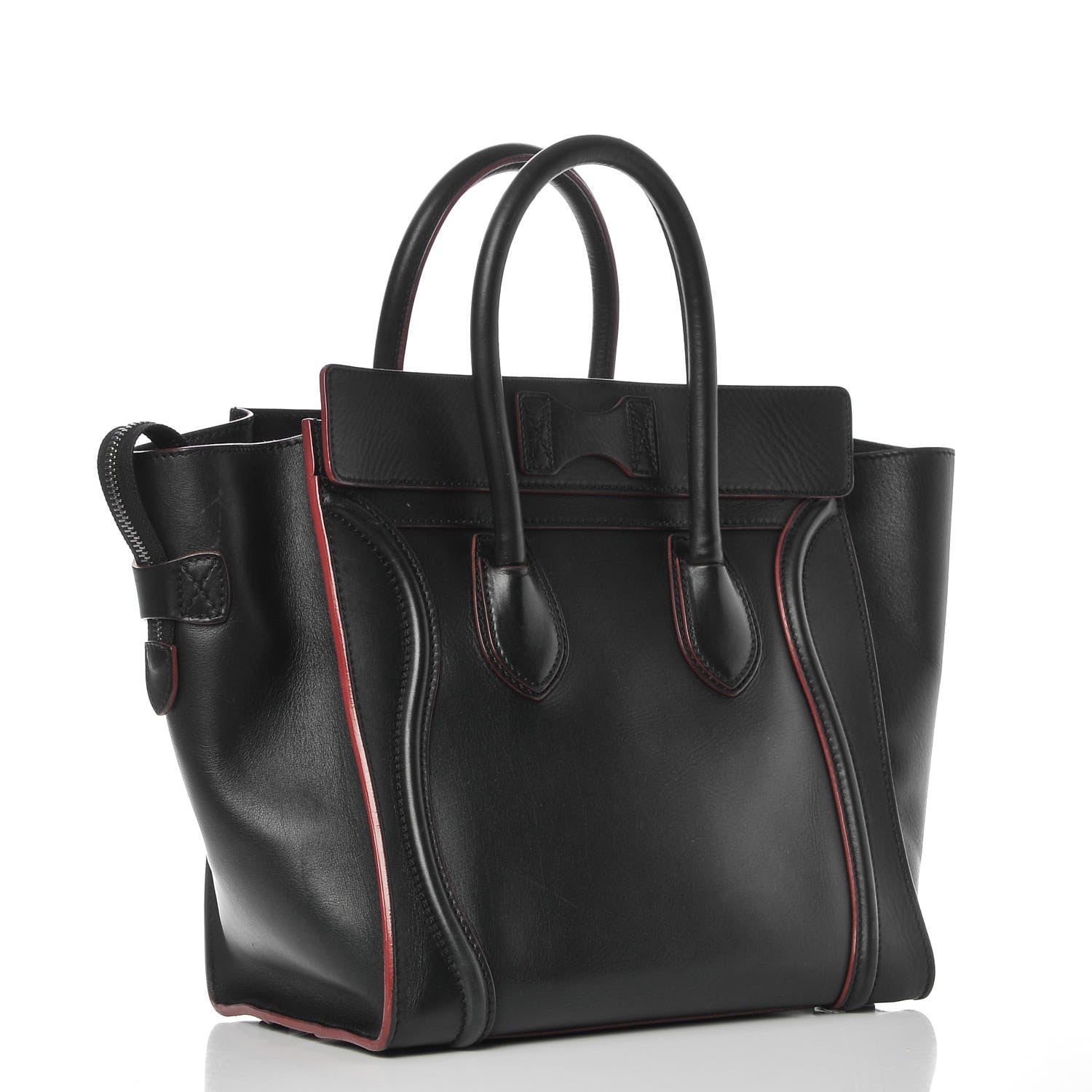 Celine Smooth Calfskin Mini Luggage Black Pink Trim 3 of 17