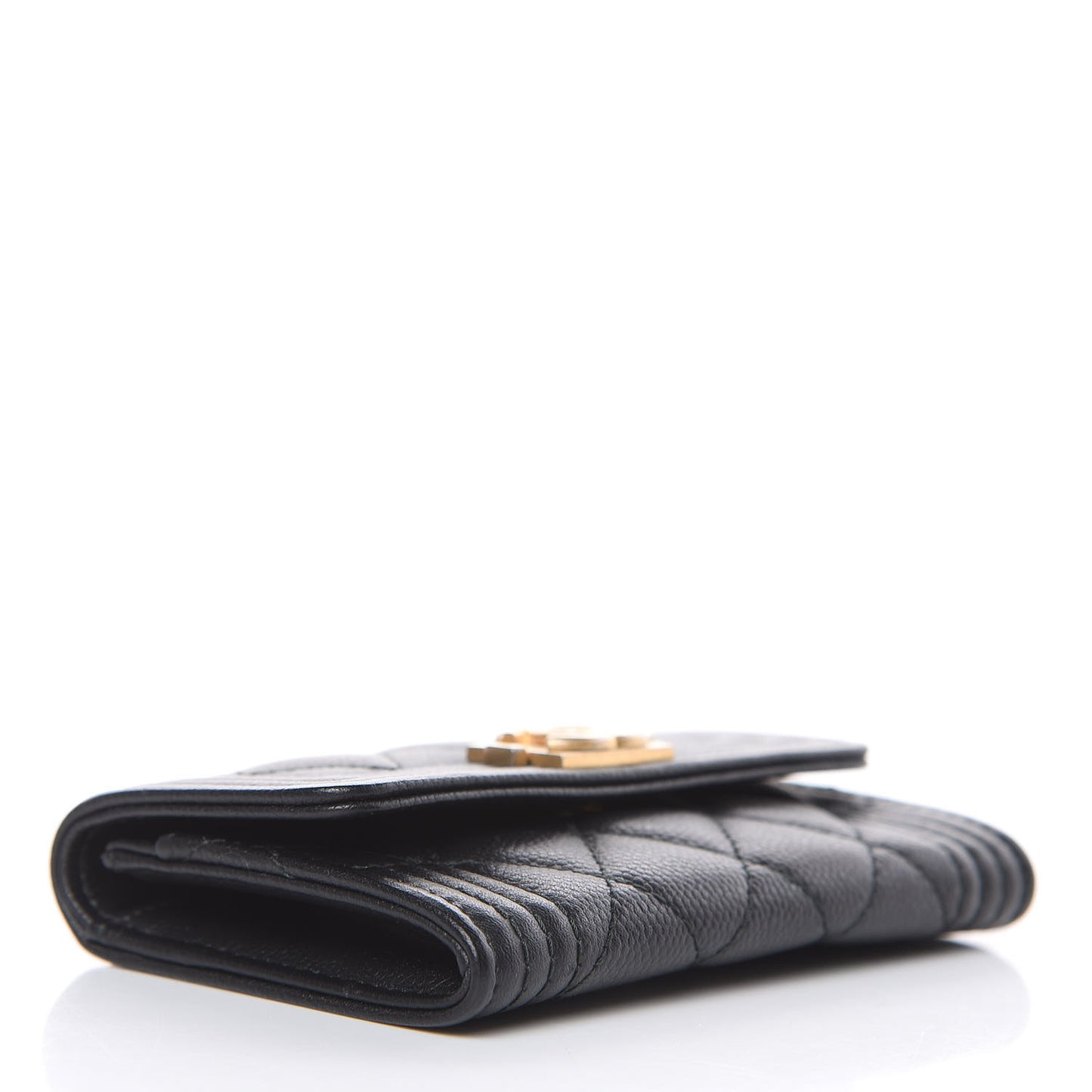 Caviar Quilted Boy Flap Card Holder Black