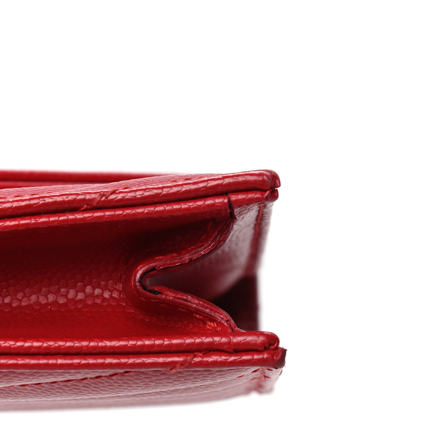 Grain De Poudre Matelasse Chevron Monogram Envelope Chain Wallet New Red