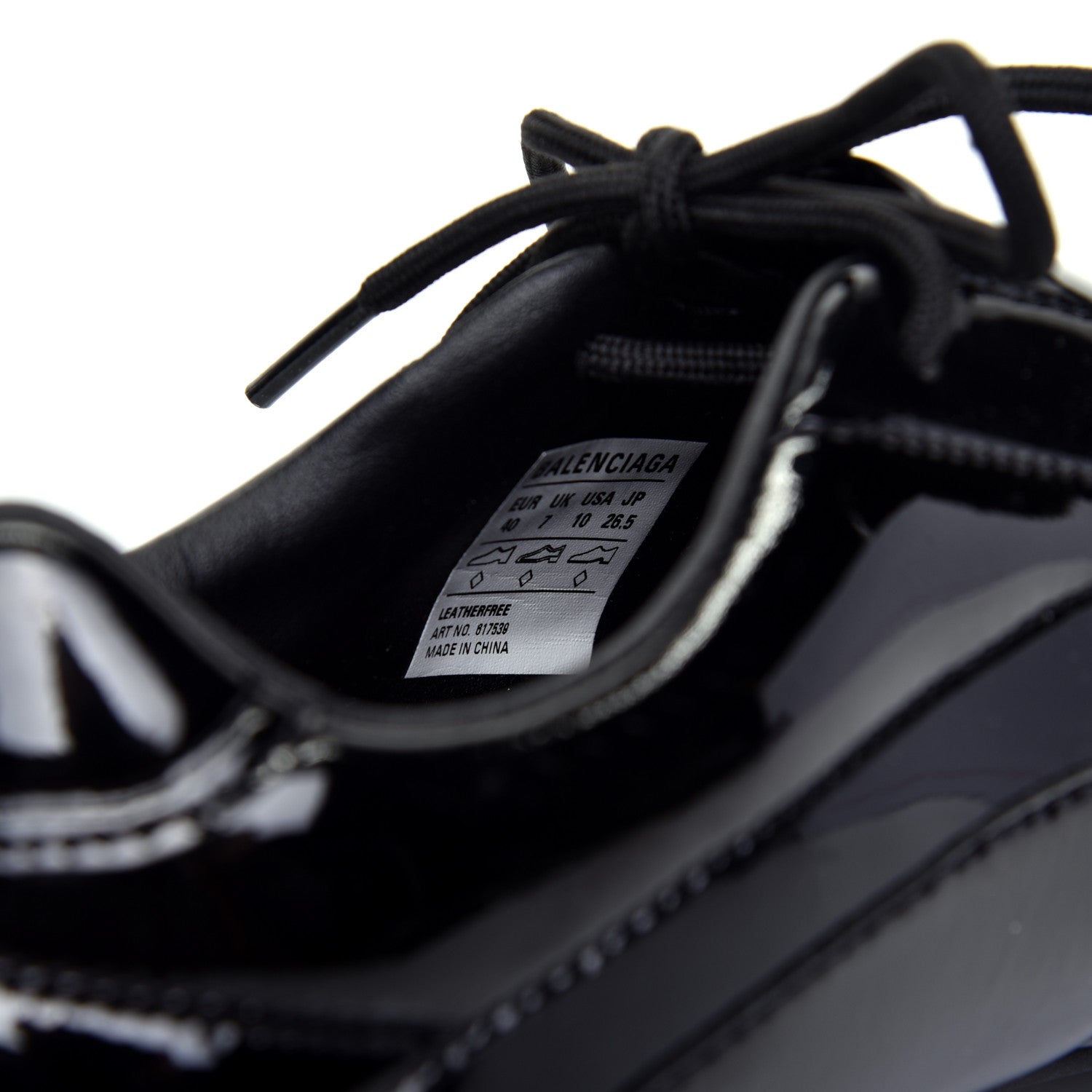 Balenciaga Patent Polyurethane Womens Zen Sneakers 40 Black 8 of 9