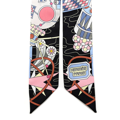 Hermes Silk Odyssey Twilly Black Bleu Ciel Rose 2 of 5