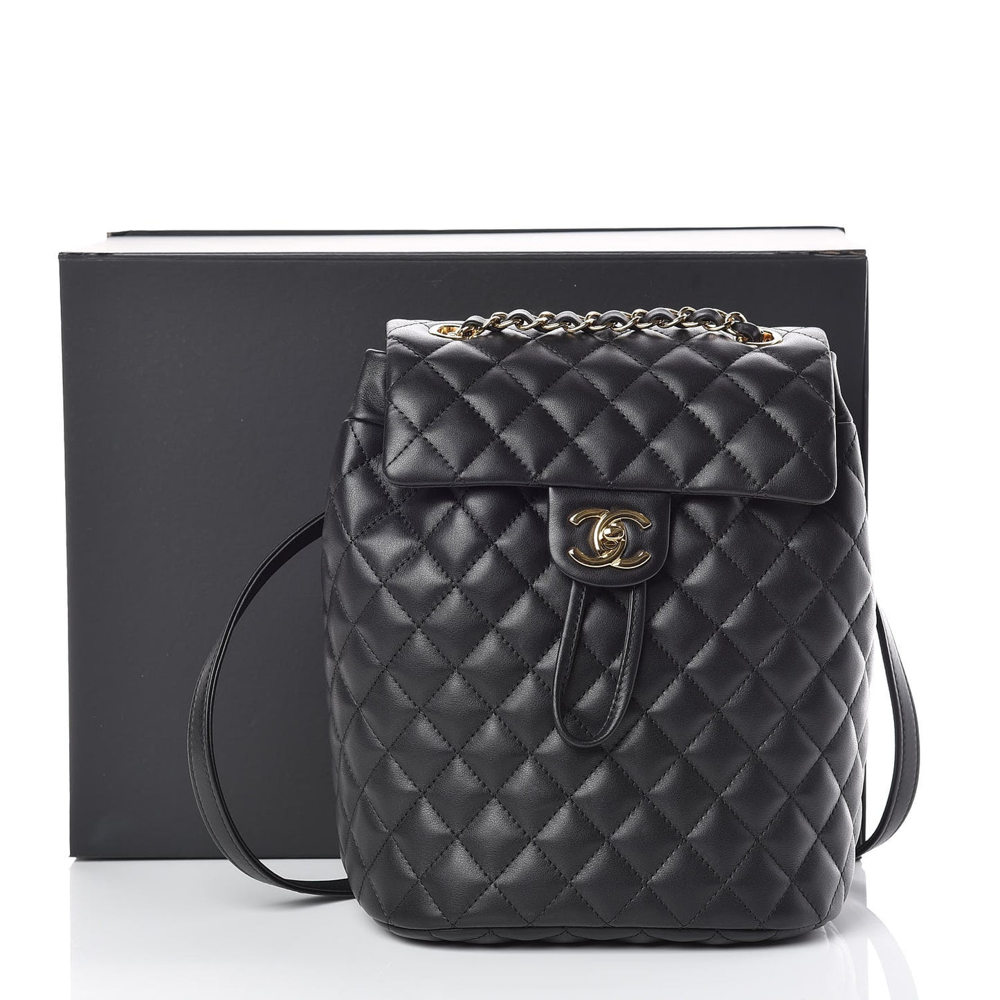 Lambskin Quilted Small Urban Spirit Backpack Black