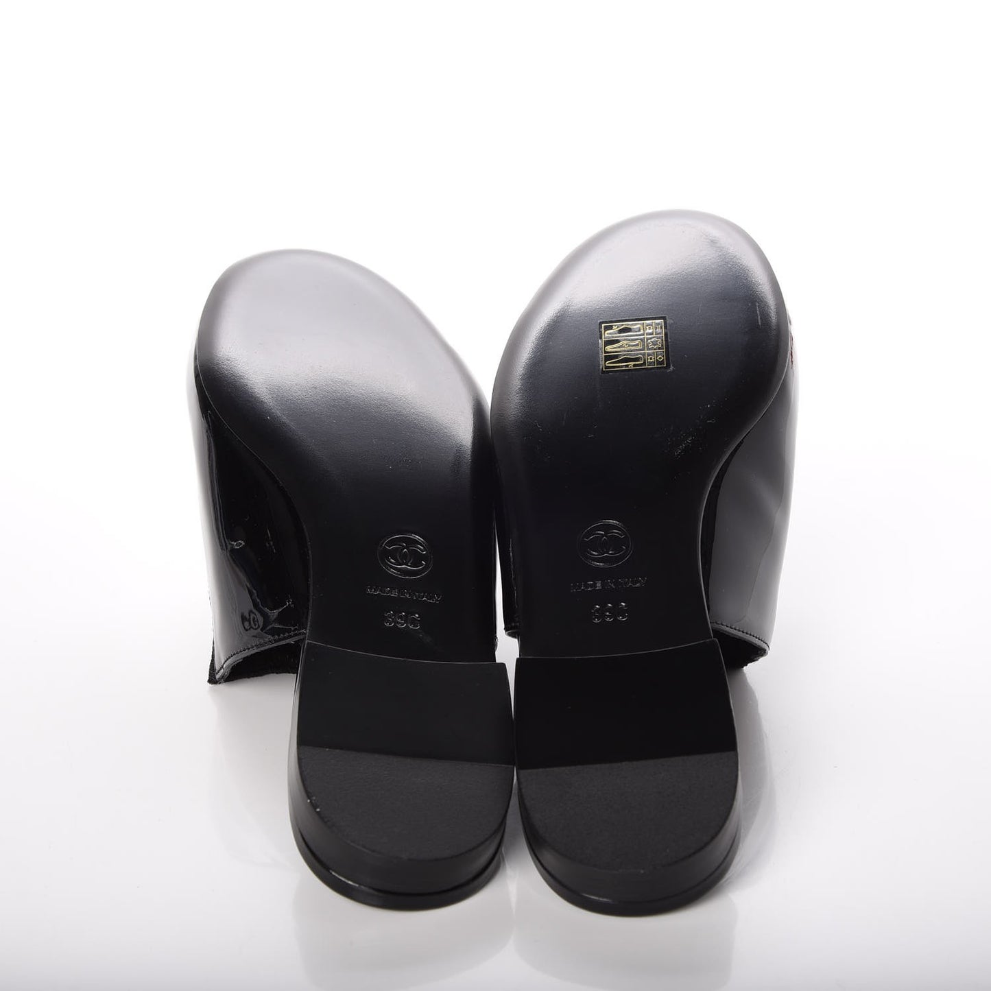 Fabric Patent Calfskin Mules 39 Black