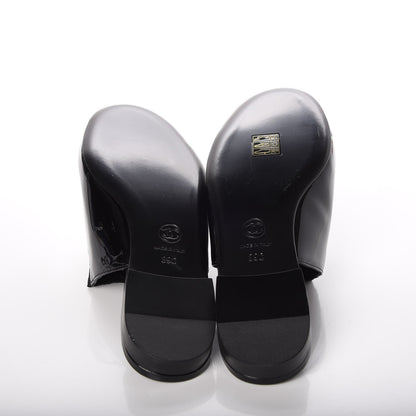 Chanel Fabric Patent Calfskin Mules 39 Black 5 of 9