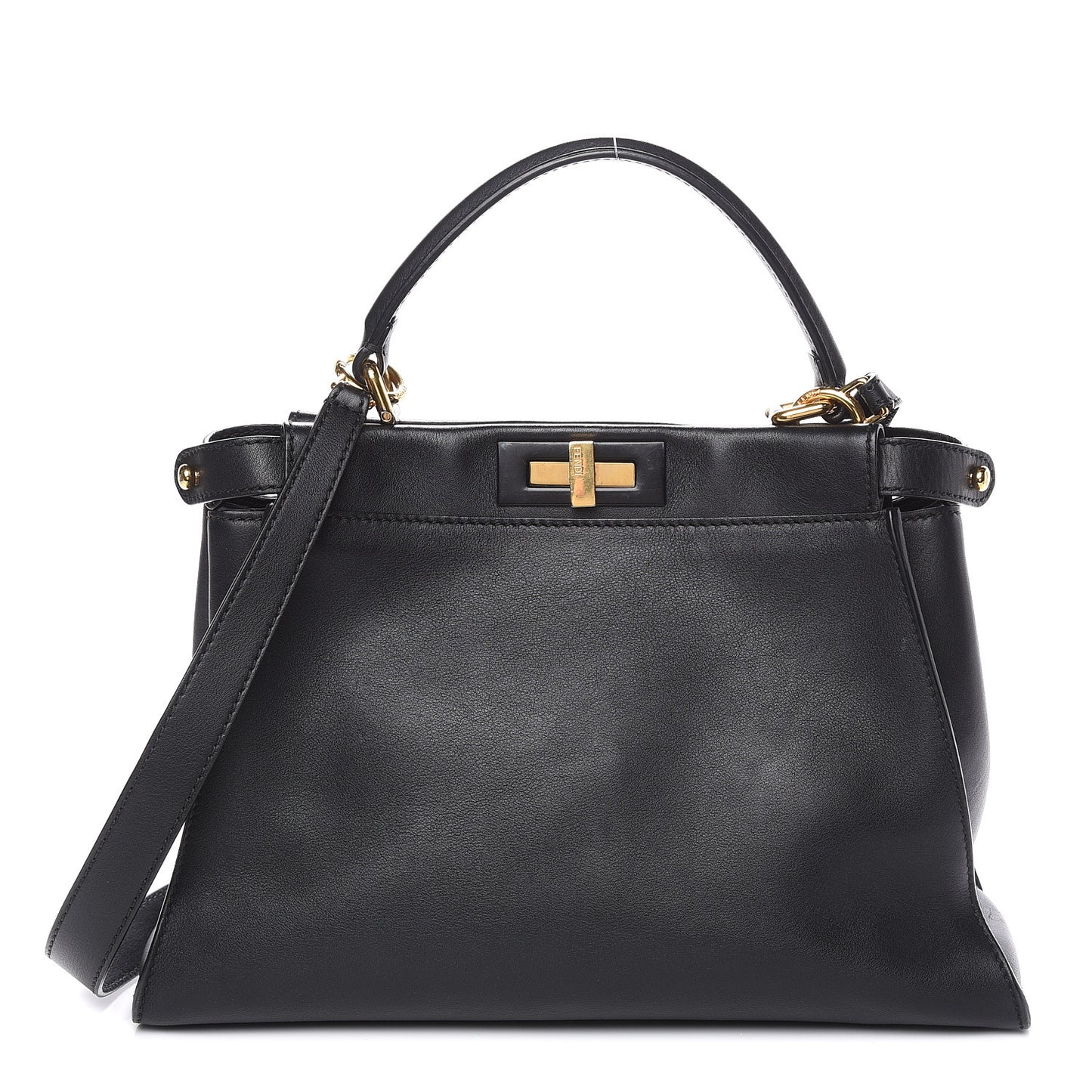 Vitello Seta Shiny Nappa Medium Peekaboo Iconic Satchel Black