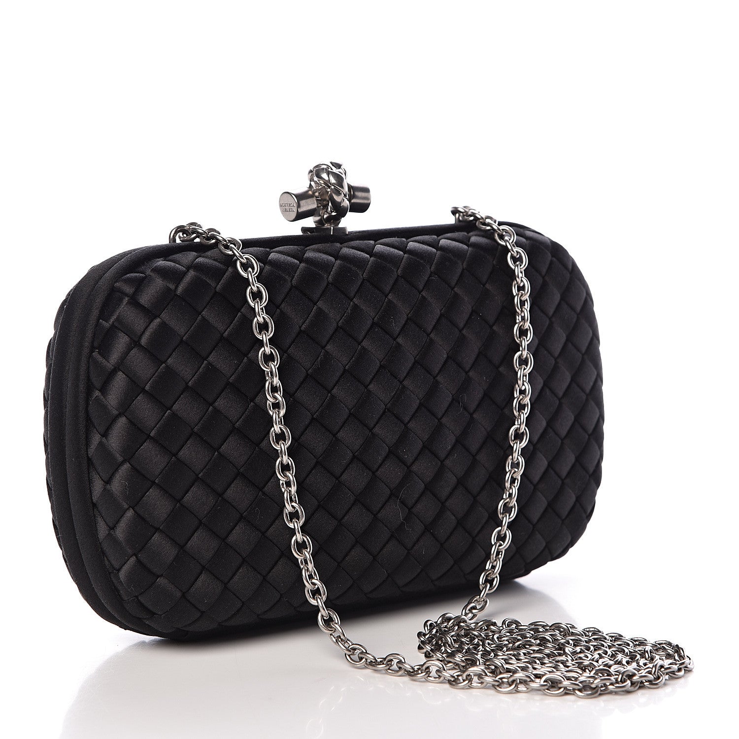 Bottega Veneta Satin Intreccio Impero Chain Knot Clutch Black 3 of 10