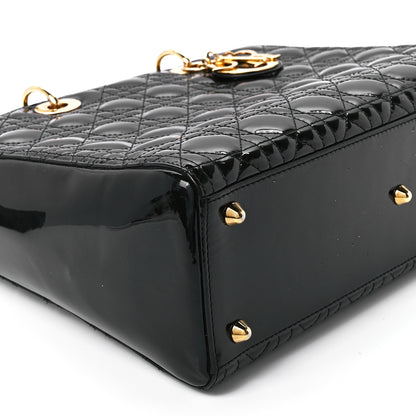 Christian Dior Patent Cannage Large Lady Dior Black 10 of 11