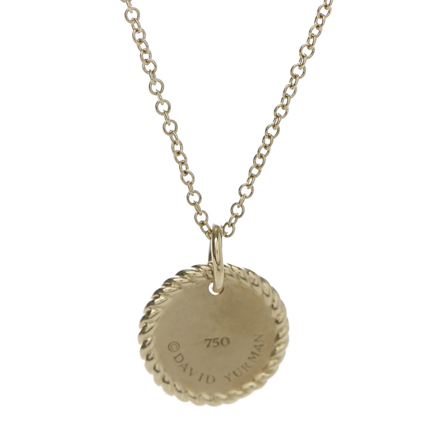 David Yurman 18K Yellow Gold Diamond Cable Collectibles Pave Charm Pendant Necklace 5 of 6