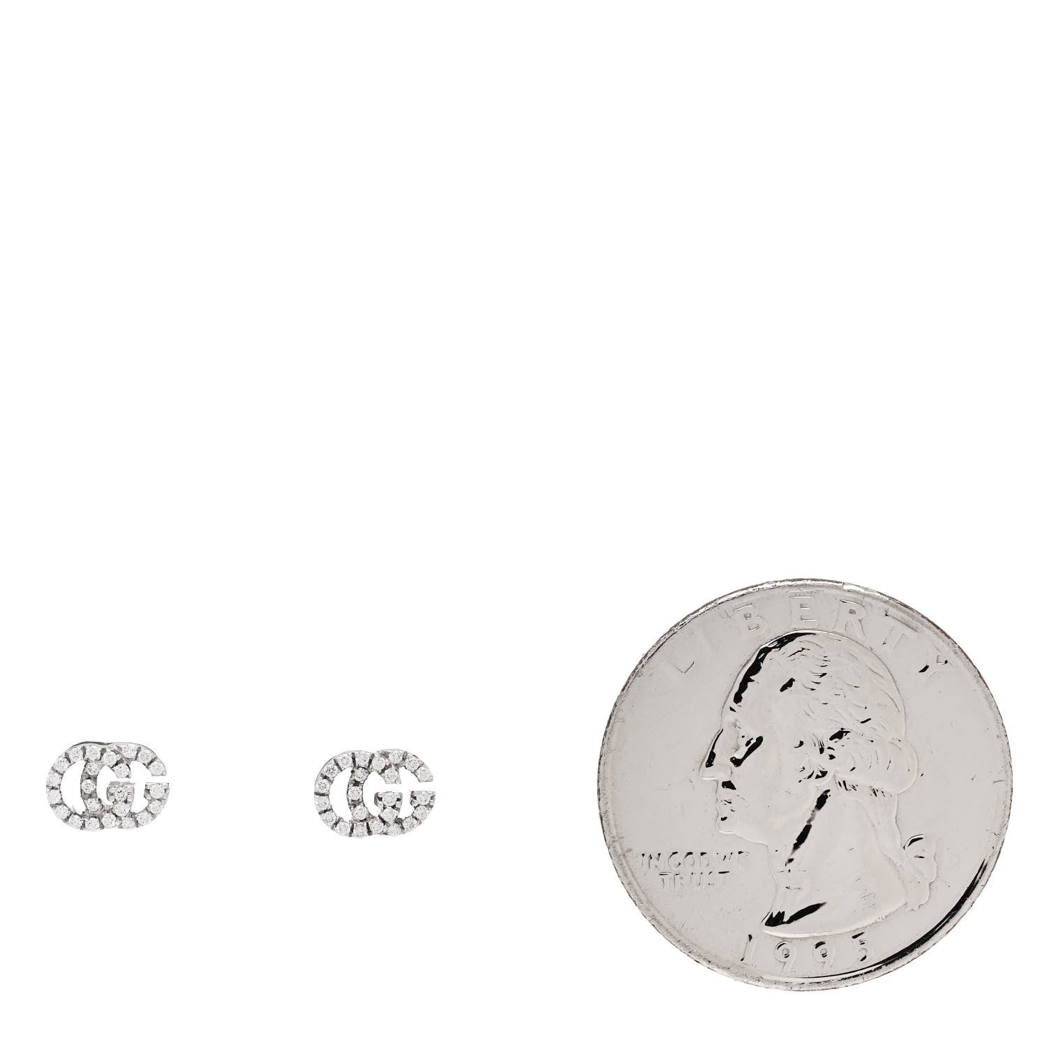 Gucci 18K White Gold Diamond Running G Earrings 2 of 6