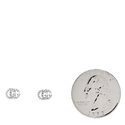 Gucci 18K White Gold Diamond Running G Earrings 2 of 6