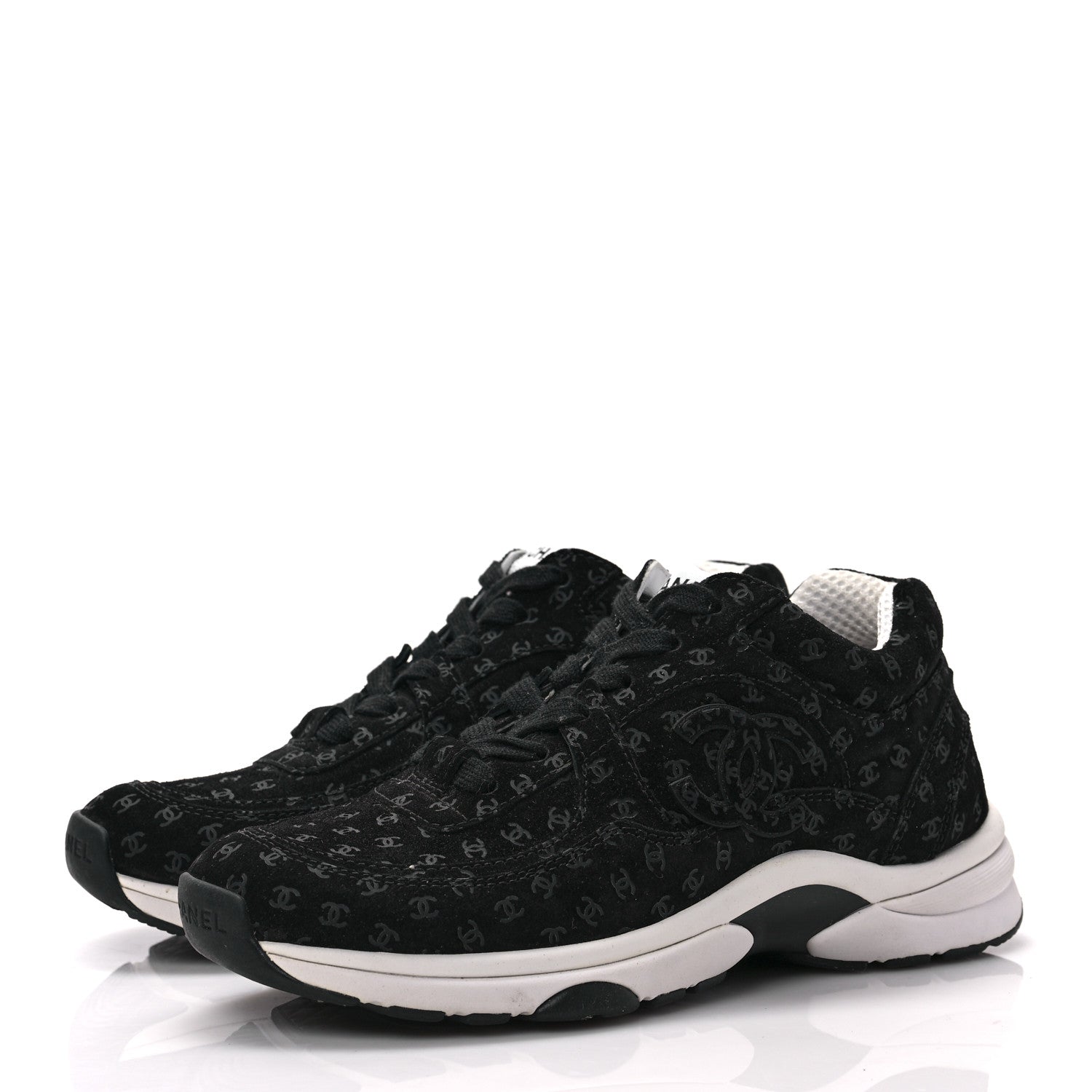 Chanel Suede Calfskin Printed CC Sneakers 36 Black 3 of 7