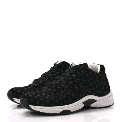 Chanel Suede Calfskin Printed CC Sneakers 36 Black 3 of 7