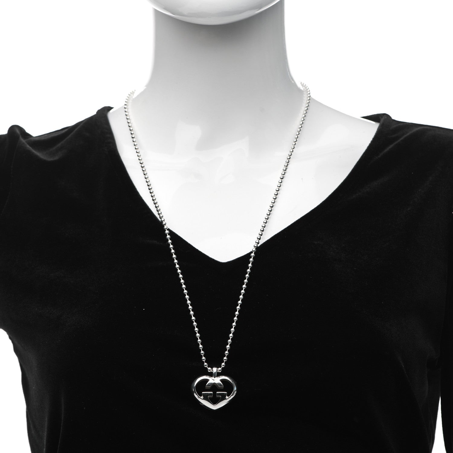 Gucci Sterling Silver Britt Heart Pendant Necklace 2 of 5