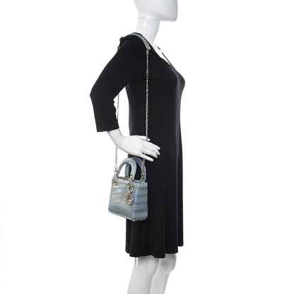 Christian Dior Metallic Alligator Mini Lady Dior Metal Blue 2 of 10