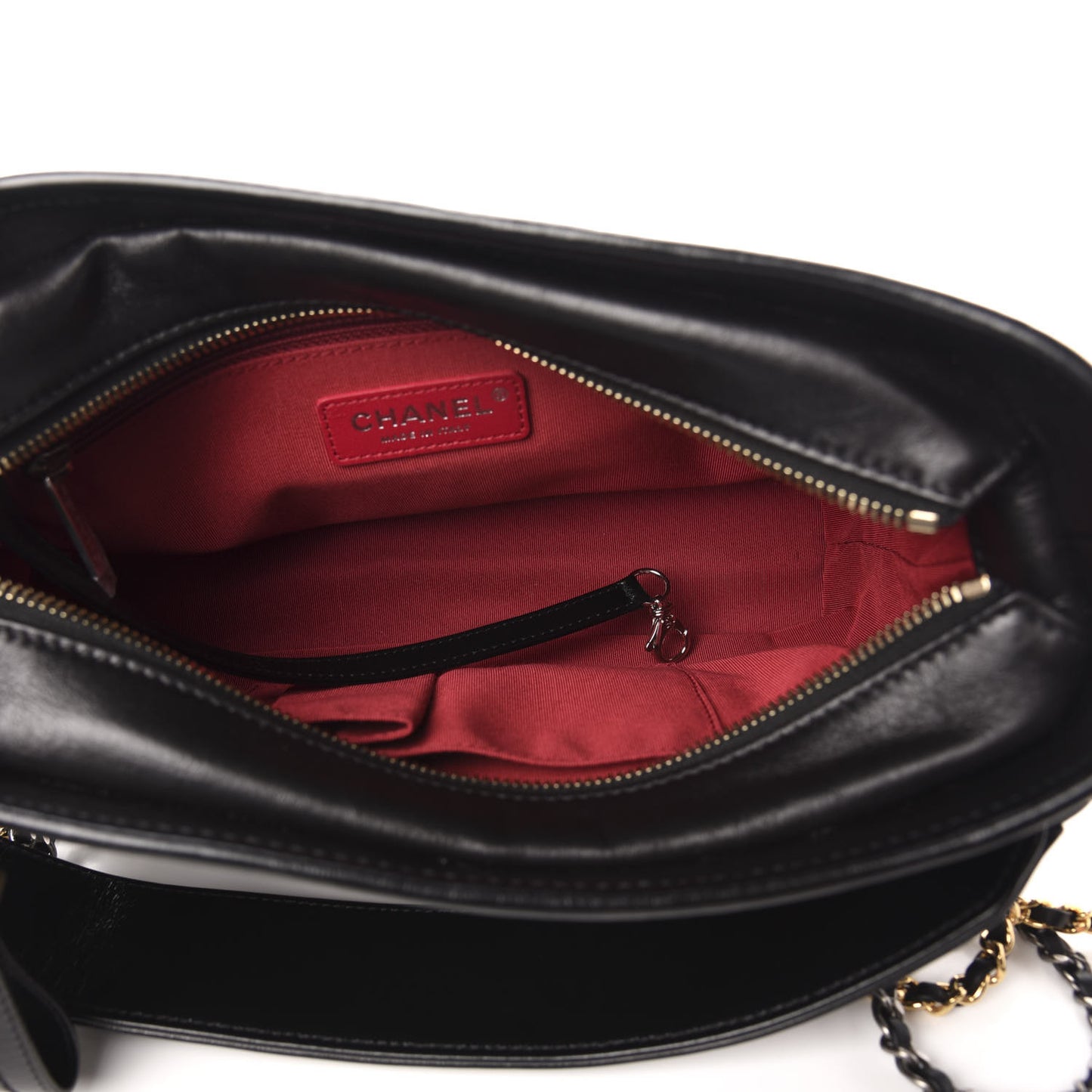 Aged Smooth Calfskin Quilted Medium Gabrielle Logo Hobo Black