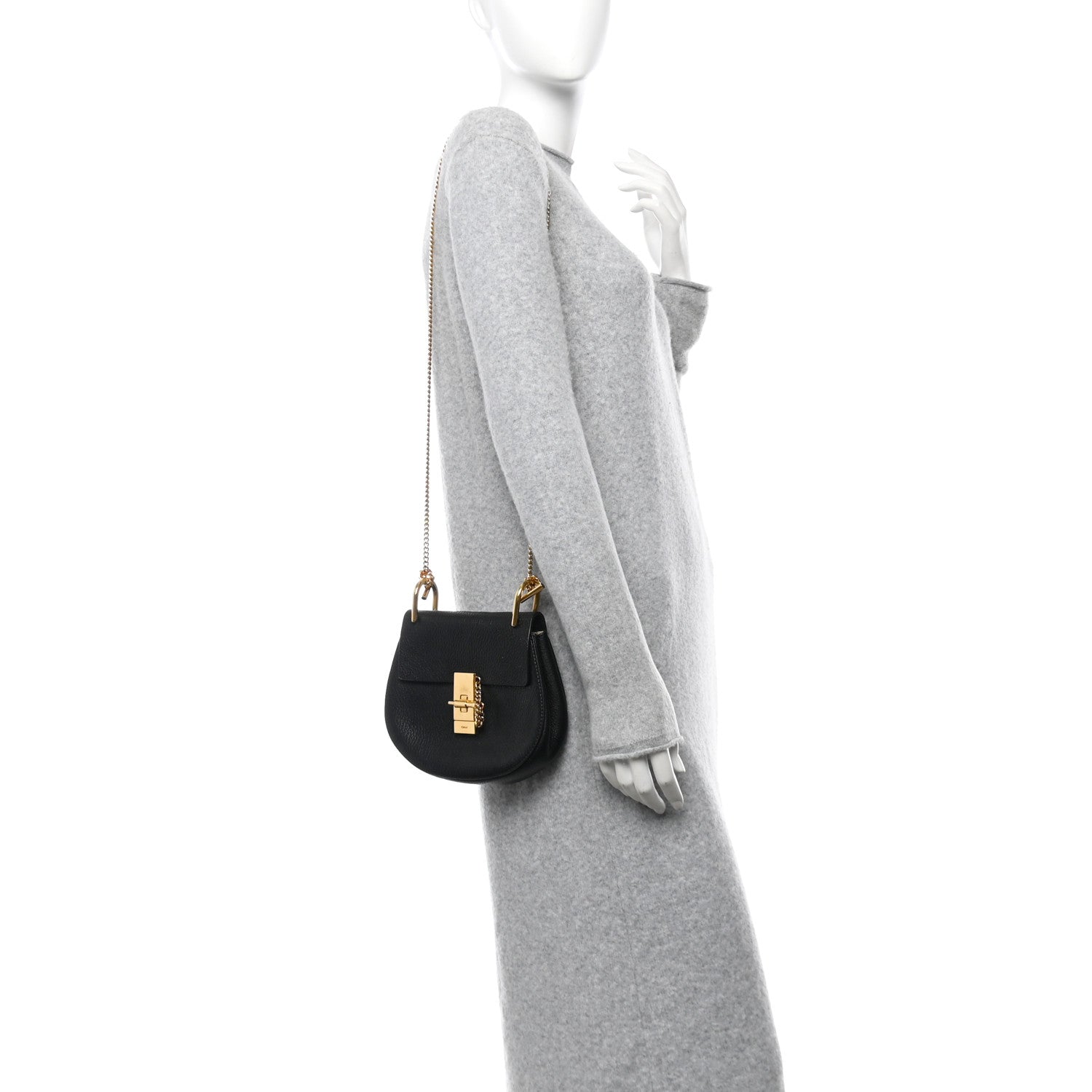 Chloe Grained Lambskin Mini Drew Shoulder Bag Black 2 of 10