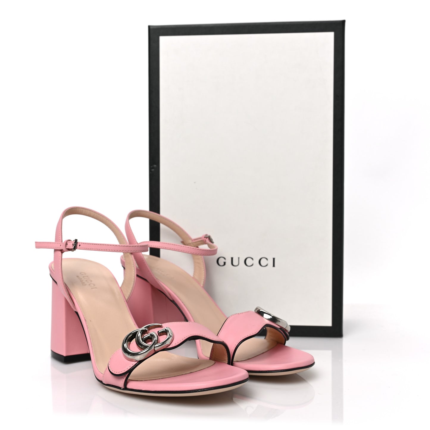 Lifford Calfskin GG Marmont Ankle Wrap 75mm Sandals 38.5 Wild Rose
