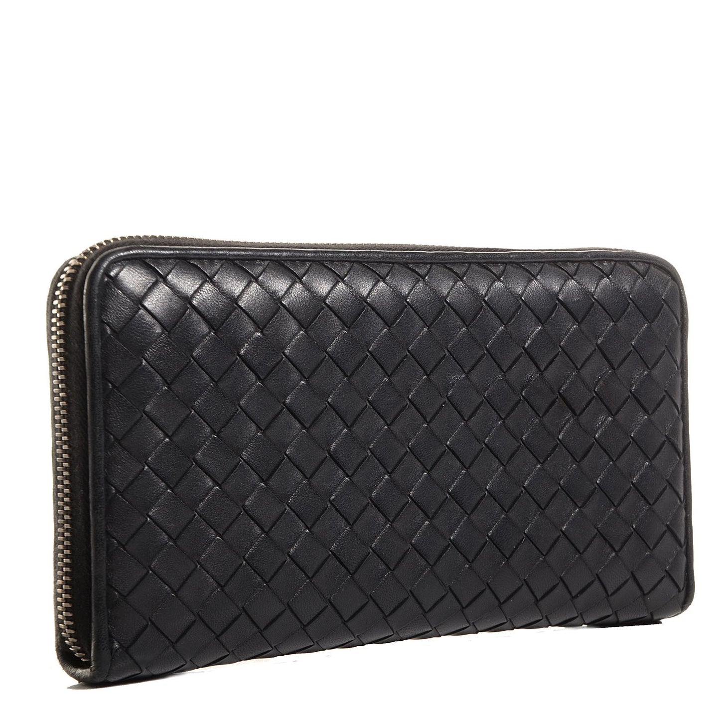 Nappa Intrecciato Zip Around Wallet Black