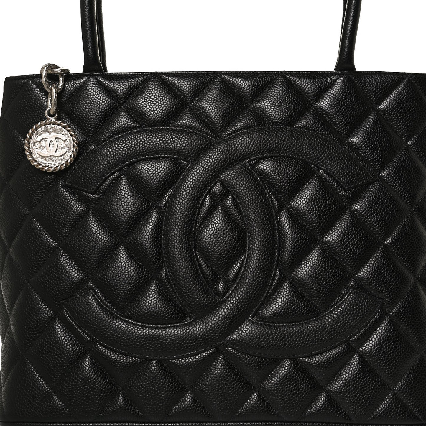 Caviar Quilted Medallion Tote Black