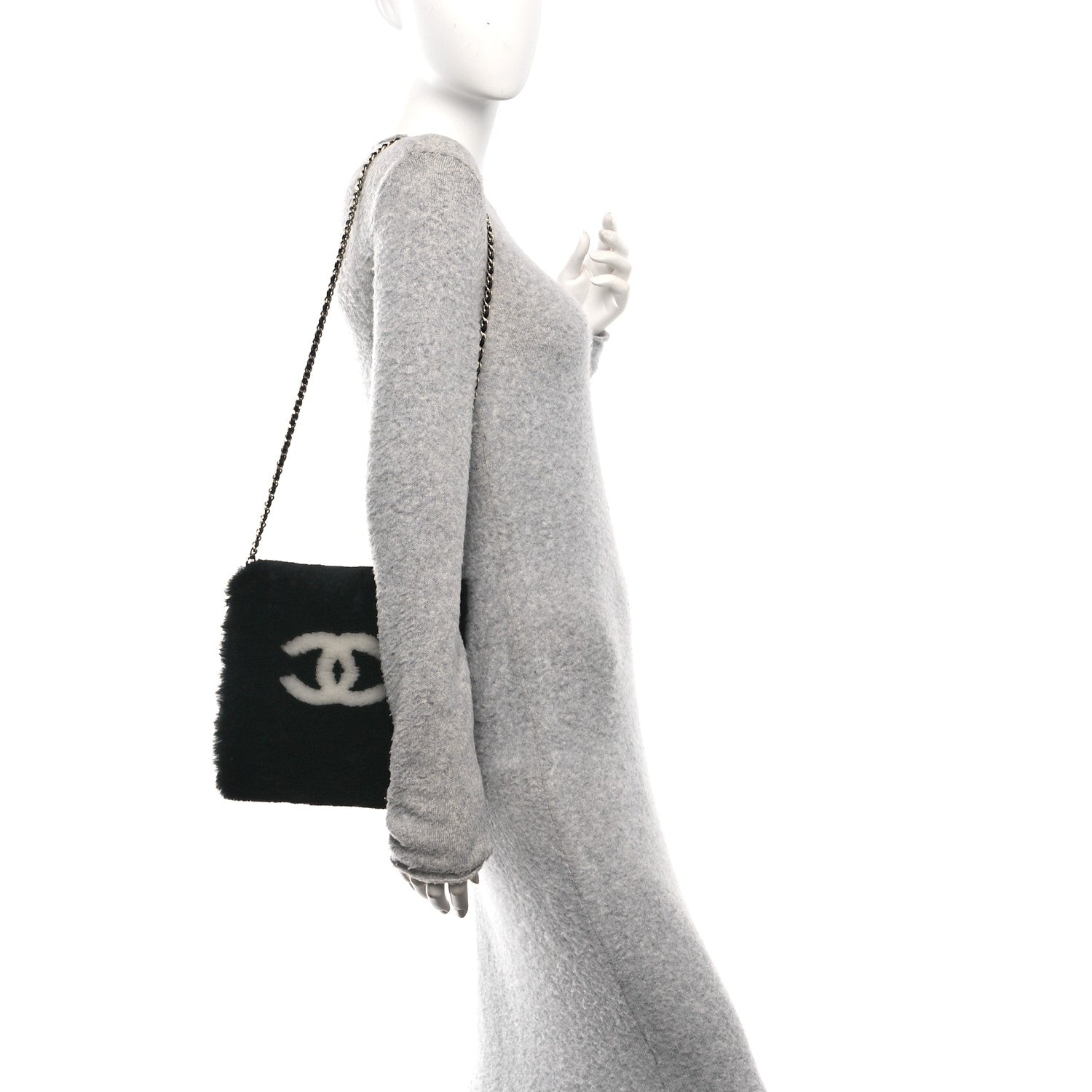 Chanel Muff Shearling Lambskin Bag Black Ecru 2 of 10